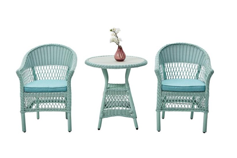 Набор мебели Kaliforniya искусственный ротанг голубой (стол и 2 кресла)